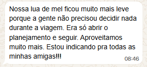 Mensagem real de cliente no WhatsApp sobre o planejamento de viagem 4