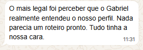 Mensagem real de cliente no WhatsApp sobre o planejamento de viagem 7